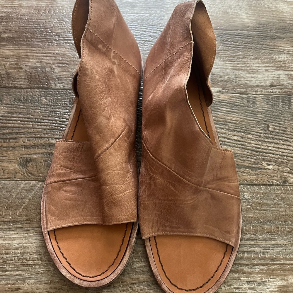 Free People Brown Ankle Boots with V-Cut Design